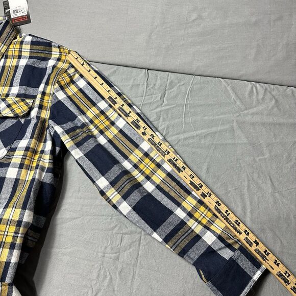 Five Brother Flannel Shirt Men XL Blue Yellow Plaid 5200 Long Sleeve Button Up - Picture 5 of 12